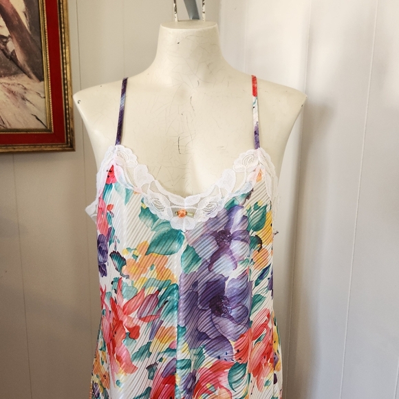 Vintage Floral Nightie Lingerie Sheer Slip Dress 90s 199ps Y2K Mini Fairycore - Picture 6 of 11